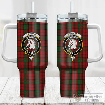 Tartan Vibes Clothing Dunbar Tartan and Family Crest Tumbler with Handle
