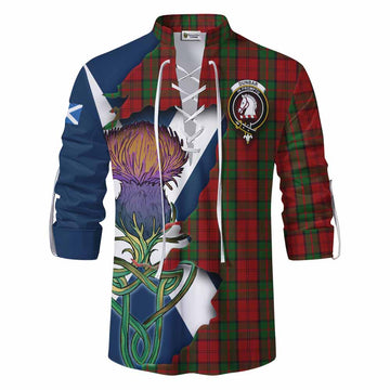 Tartan Vibes Clothing Dunbar Tartan Family Crest Ghillie Kilt Shirt Scottish Thistle Celtic Inspired