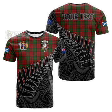 Tartan Vibes Clothing Dunbar Crest Tartan Cotton T-shirt with New Zealand Silver Fern Half Style