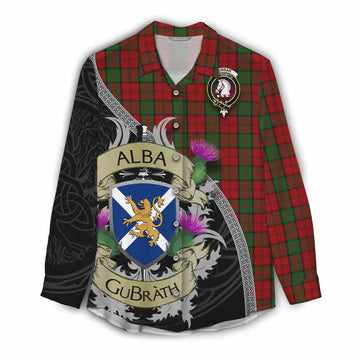 Tartan Vibes Clothing Dunbar Tartan Family Crest Women's Casual Shirt Lion Rampant Royal Thistle Shield Celtic Inspired