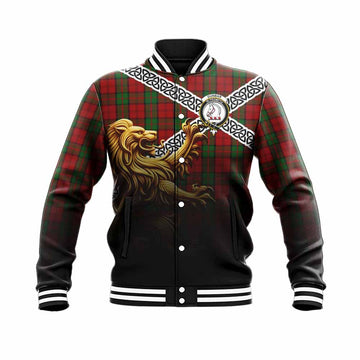 Dunbar Crest Tartan Baseball Jacket with Golden Lion Emblem Celtic Style