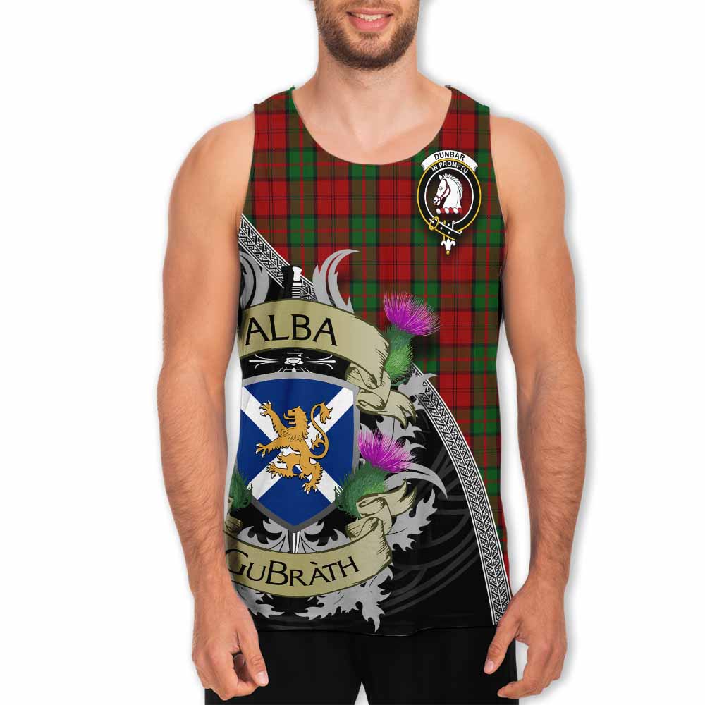 Tartan Vibes Clothing Dunbar Tartan Family Crest Men's Tank Top Lion Rampant Royal Thistle Shield Celtic Inspired