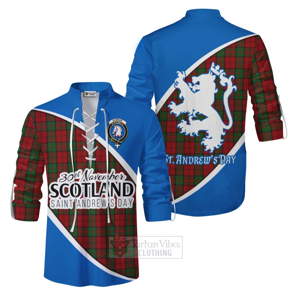 Tartan Vibes Clothing Dunbar Family Crest Tartan Ghillie Kilt Shirt Celebrate Saint Andrew's Day in Style