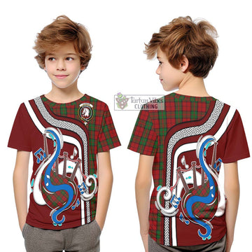 Tartan Vibes Clothing Dunbar Tartan Kid T-Shirt with Epic Bagpipe Style