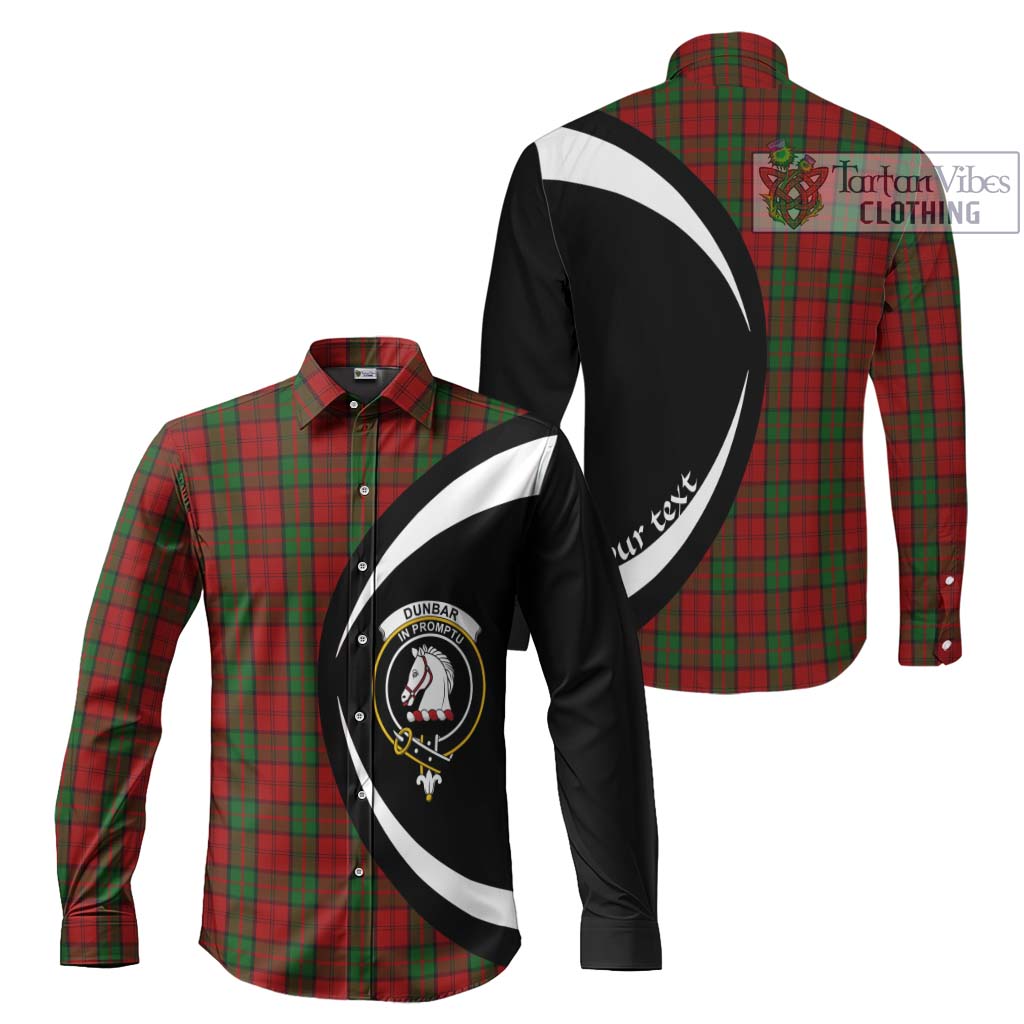 Dunbar Tartan Long Sleeve Button Up with Family Crest Circle Style Men's Shirt S - Tartan Vibes Clothing