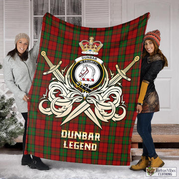 Dunbar Tartan Blanket with Clan Crest and the Golden Sword of Courageous Legacy