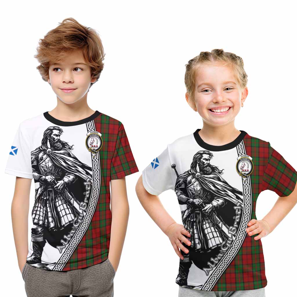 Dunbar Tartan Clan Crest Kid T-Shirt with Highlander Warrior Celtic Style