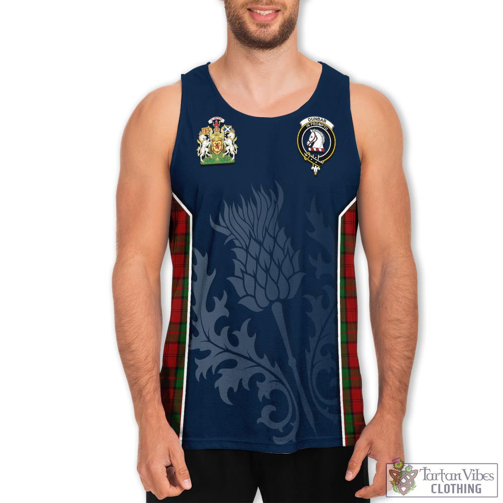 Tartan Vibes Clothing Dunbar Tartan Men's Tanks Top with Family Crest and Scottish Thistle Vibes Sport Style