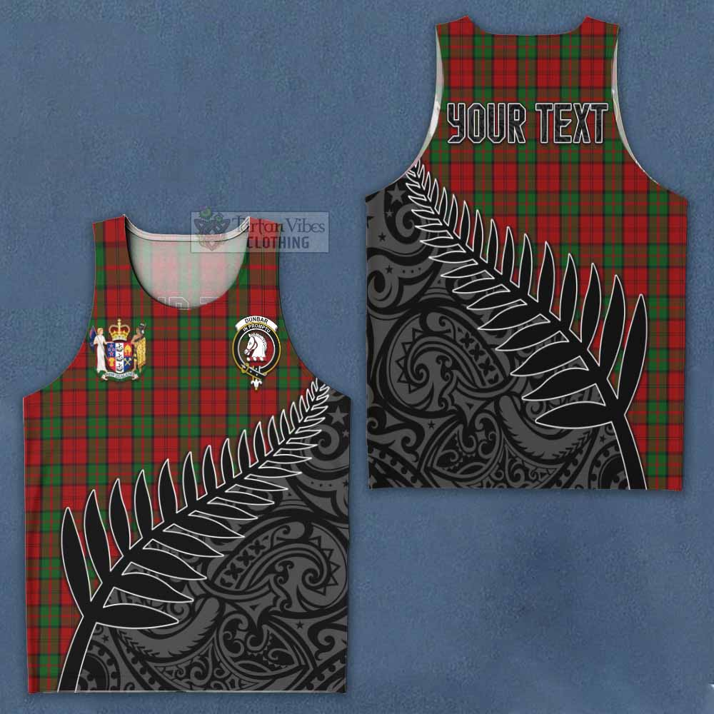 Tartan Vibes Clothing Dunbar Crest Tartan Men's Tank Top with New Zealand Silver Fern Half Style