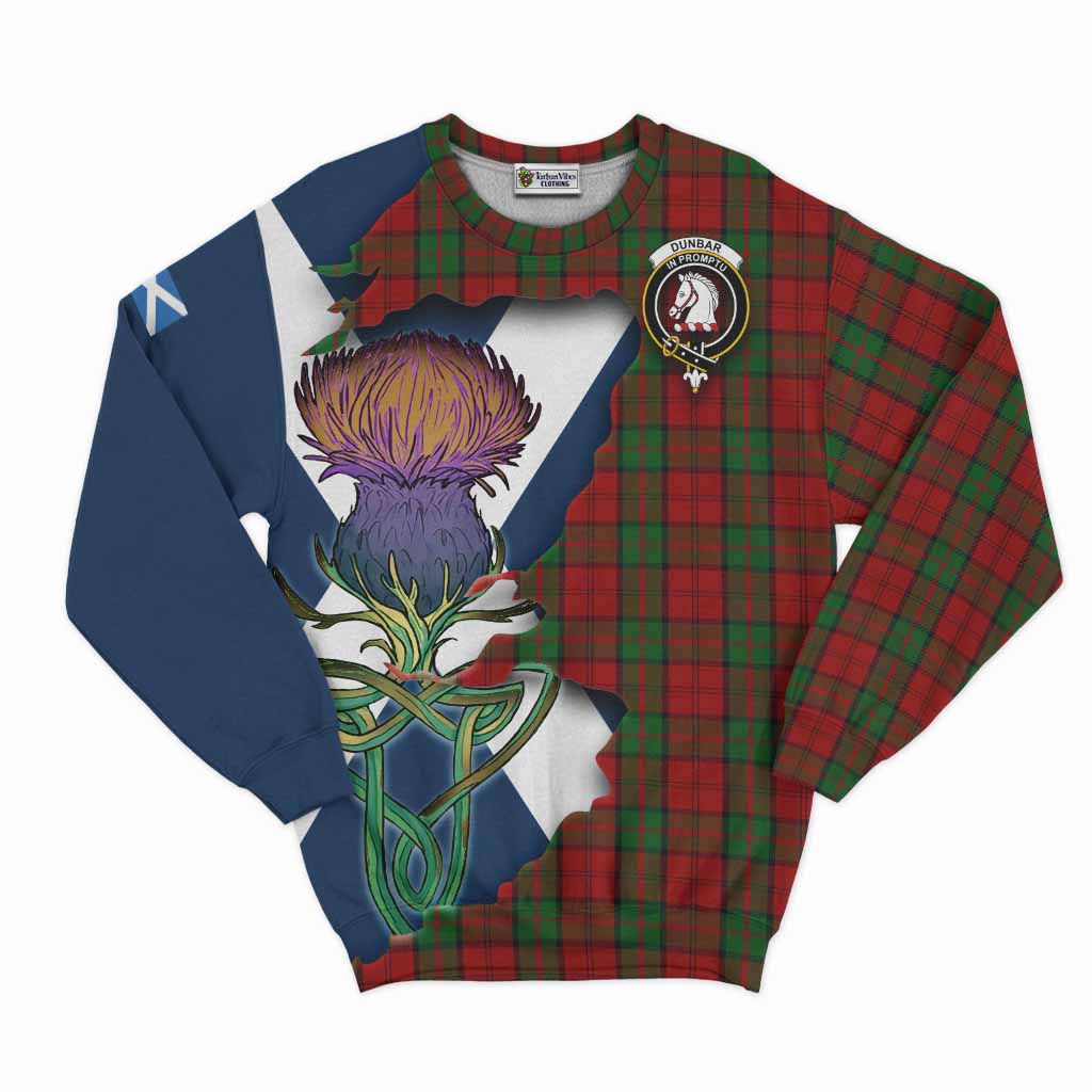 Tartan Vibes Clothing Dunbar Tartan Family Crest Sweatshirt Scottish Thistle Celtic Inspired