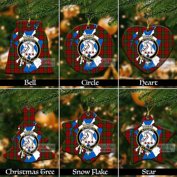 Dunbar Tartan Christmas Ceramic Ornaments with Family Crest and Scotland Map