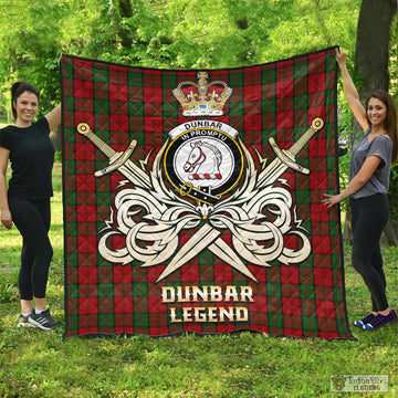 Dunbar Tartan Quilt with Clan Crest and the Golden Sword of Courageous Legacy