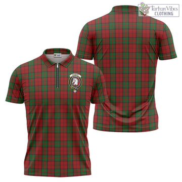 Dunbar Tartan Zipper Polo Shirt with Family Crest