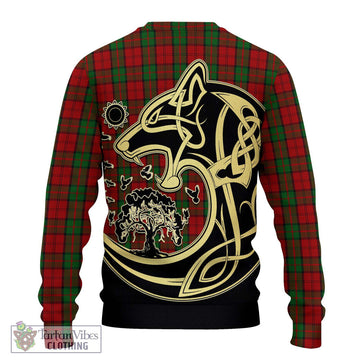 Dunbar Tartan Knitted Sweater with Family Crest Celtic Wolf Style - Tartan Vibes Clothing