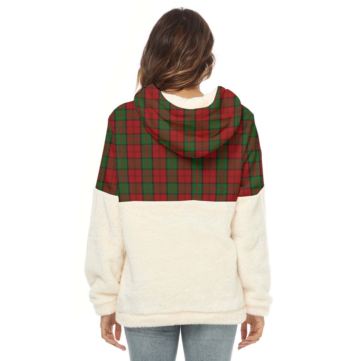 Dunbar Tartan Women's Borg Fleece Hoodie With Half Zip - Tartan Vibes Clothing