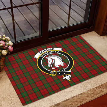 Dunbar Tartan Rubber Doormat with Family Crest