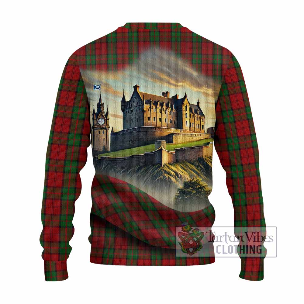 Tartan Vibes Clothing Dunbar Tartan Family Crest Knitted Sweater with Scottish Ancient Castle Style
