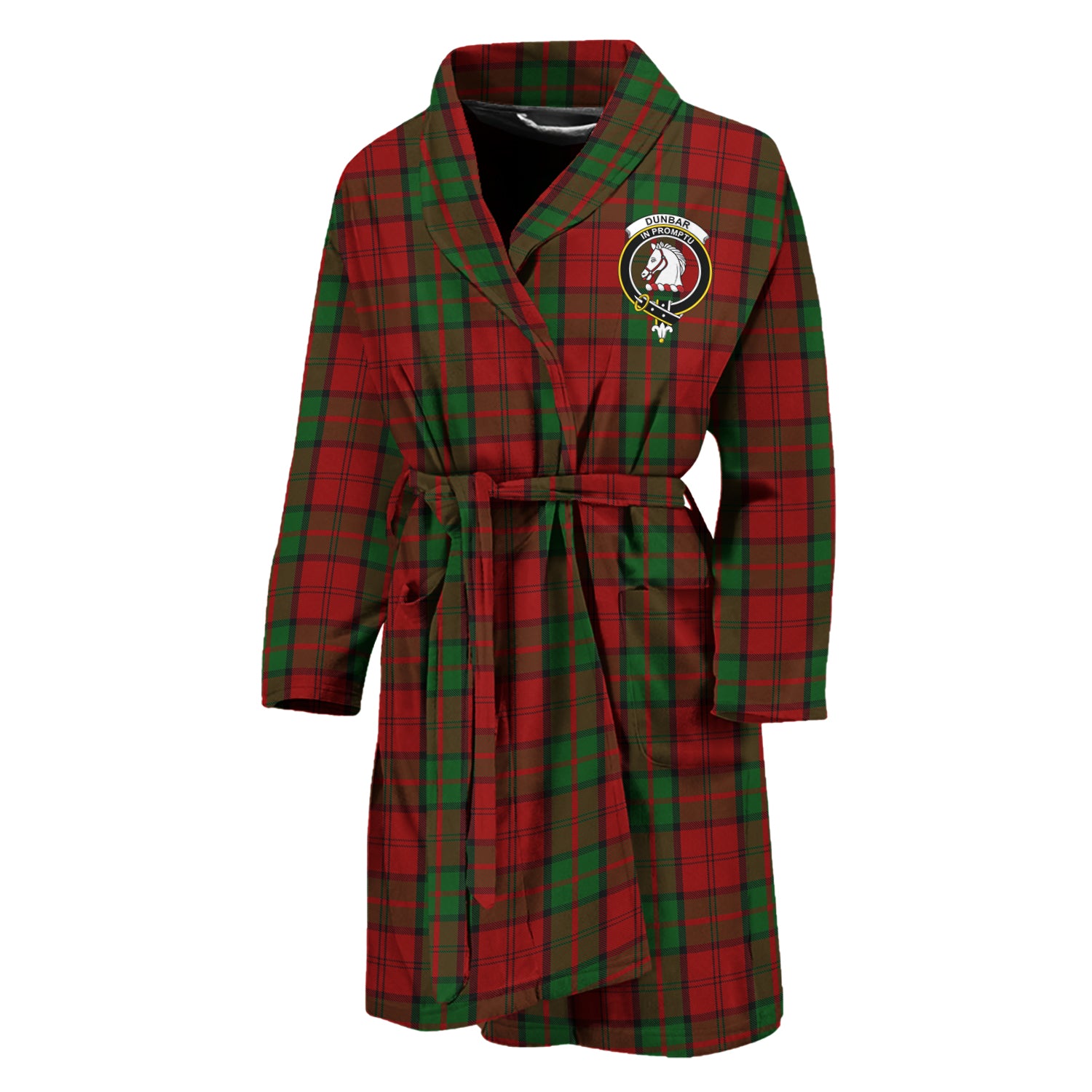 Dunbar Tartan Bathrobe with Family Crest Unisex M - Tartan Vibes Clothing