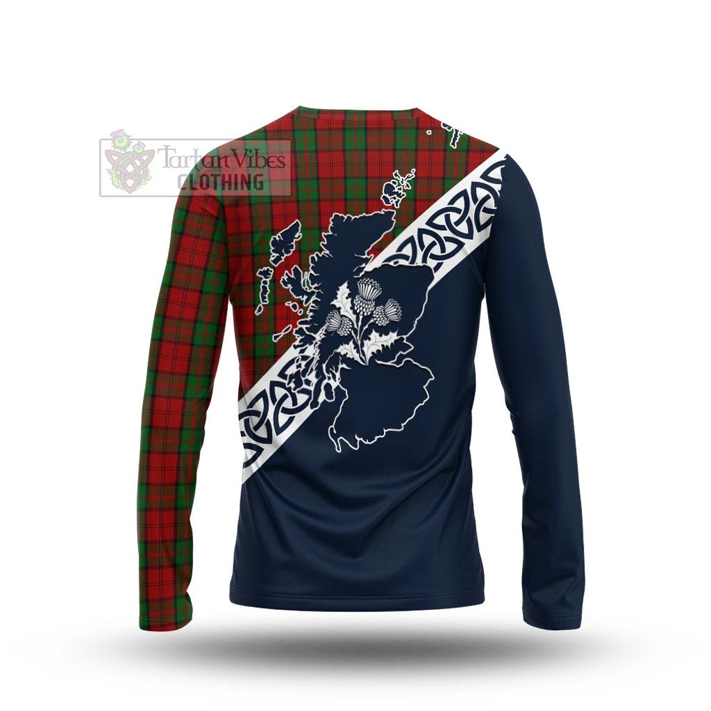 Tartan Vibes Clothing Dunbar Tartan Long Sleeve T-Shirt Featuring Thistle and Scotland Map