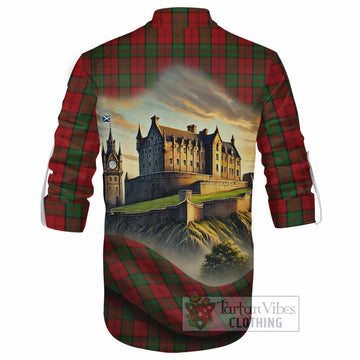 Tartan Vibes Clothing Dunbar Tartan Family Crest Ghillie Kilt Shirt with Scottish Ancient Castle Style