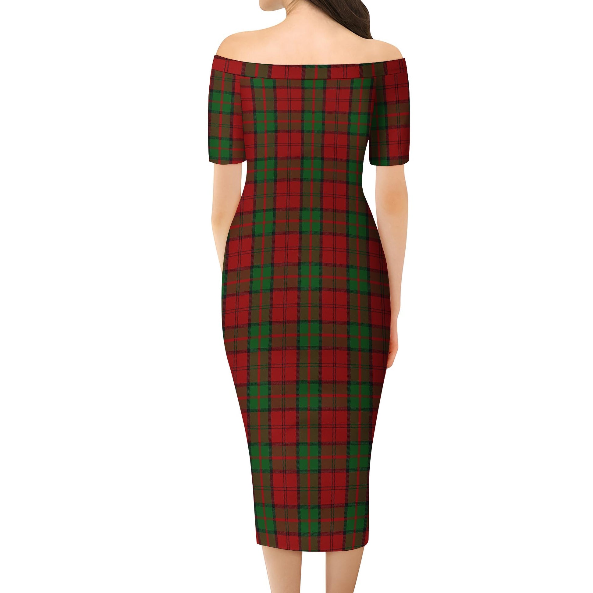 Dunbar Tartan Off Shoulder Lady Dress - Tartanvibesclothing