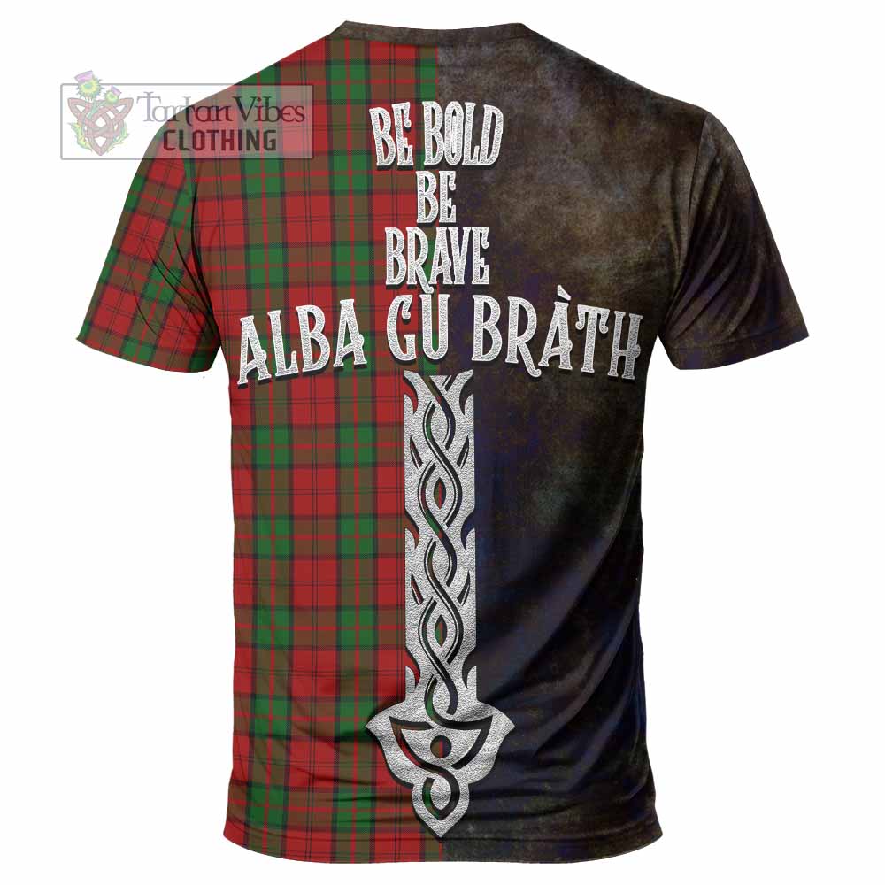 Tartan Vibes Clothing Dunbar Tartan Family Crest T-Shirt Alba Gu Brath Be Brave Lion Ancient Style