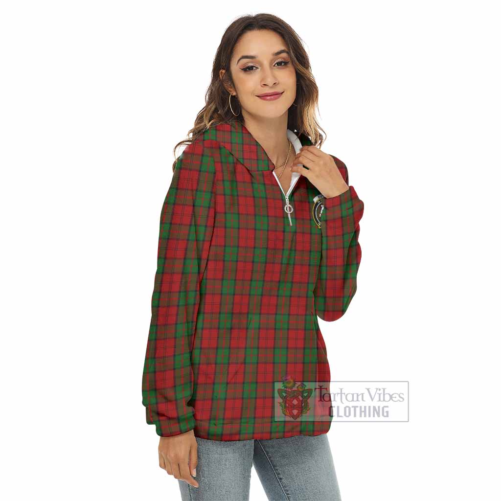 Tartan Vibes Clothing Dunbar Tartan Crest Women's Borg  Half Zip Fleece Hoodie