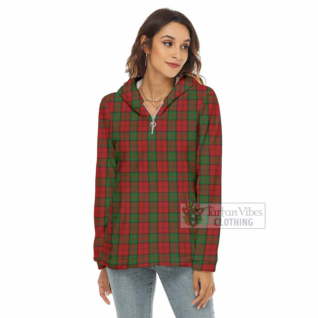 Tartan Vibes Clothing Dunbar Tartan Women's Borg  Half Zip Fleece Hoodie