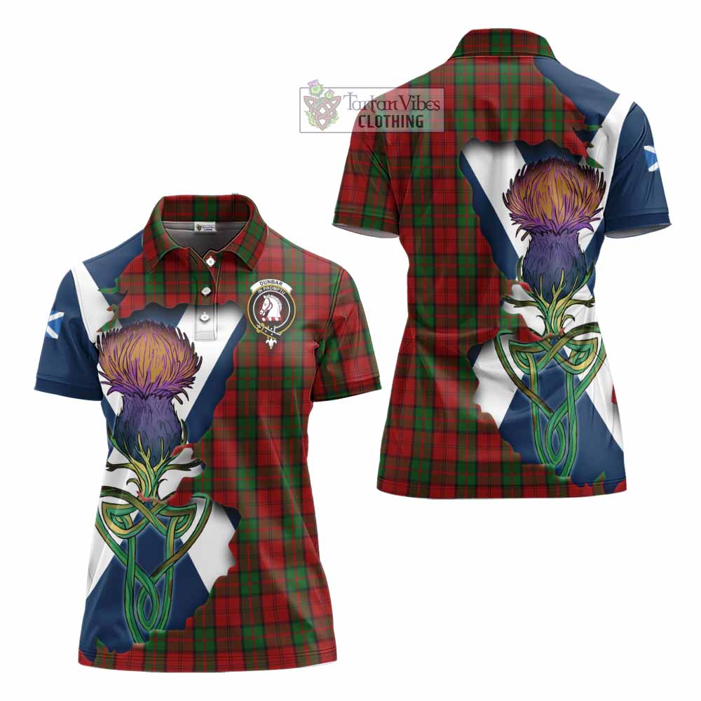 Tartan Vibes Clothing Dunbar Tartan Family Crest Women's Polo Shirt Scottish Thistle Celtic Inspired