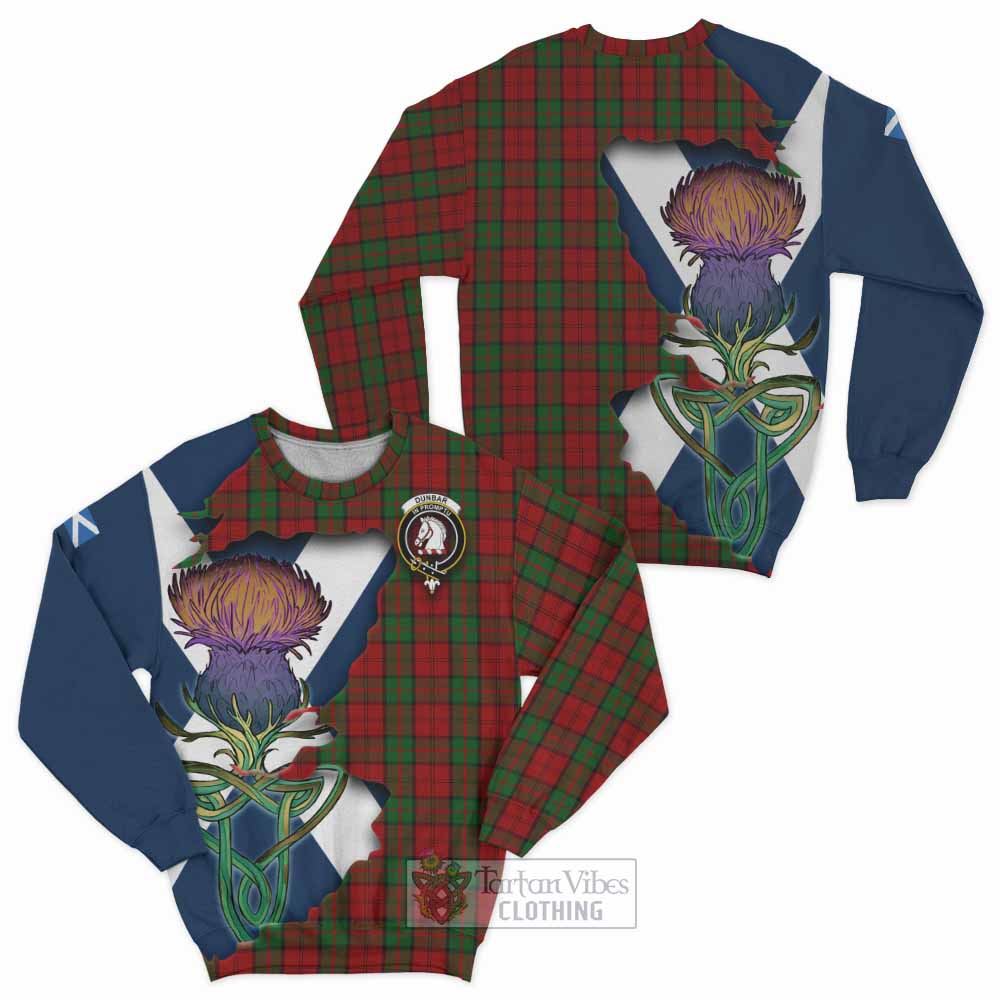 Tartan Vibes Clothing Dunbar Tartan Family Crest Sweatshirt Scottish Thistle Celtic Inspired