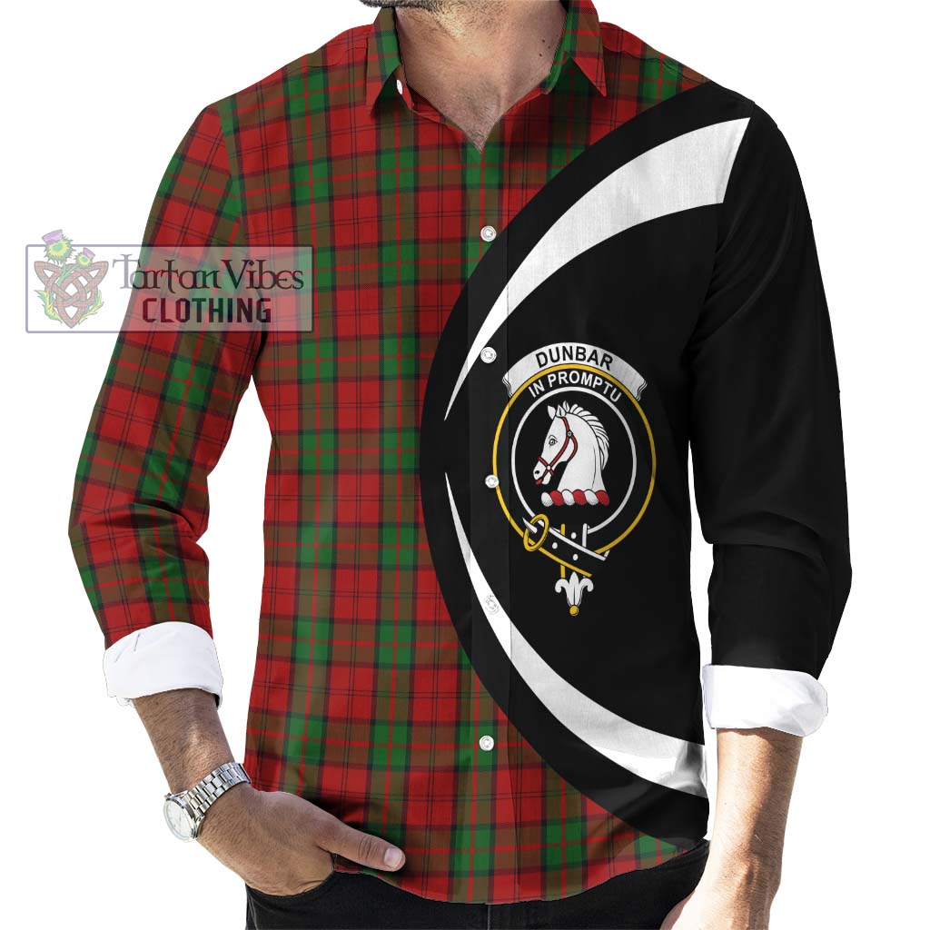 Dunbar Tartan Long Sleeve Button Up with Family Crest Circle Style - Tartan Vibes Clothing