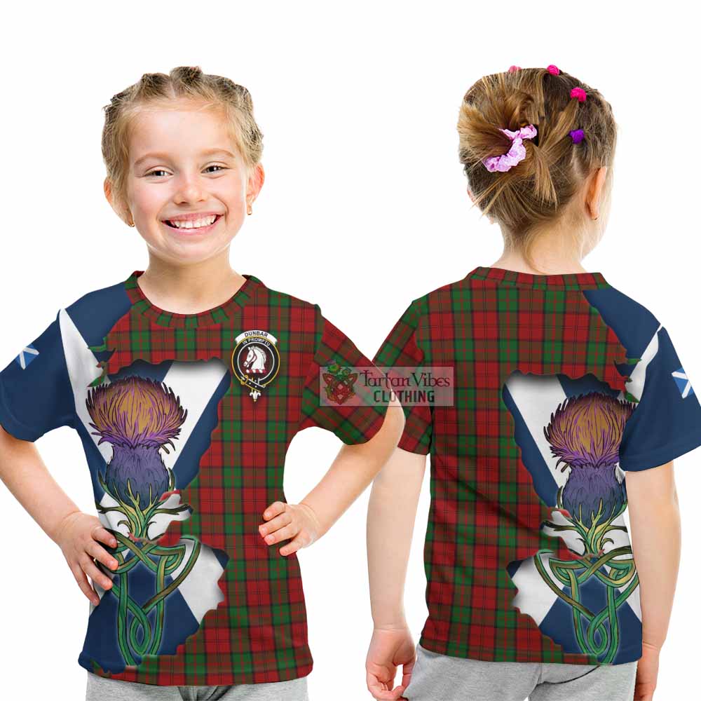 Tartan Vibes Clothing Dunbar Tartan Family Crest Kid T-Shirt Scottish Thistle Celtic Inspired