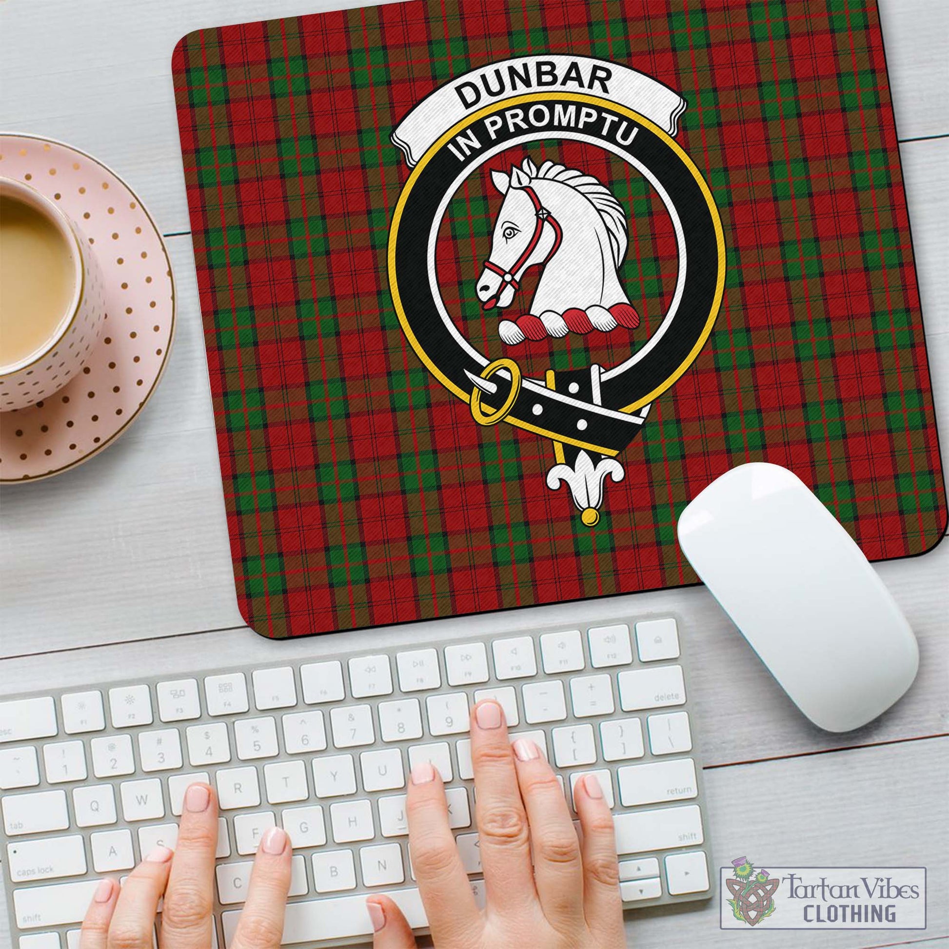 Tartan Vibes Clothing Dunbar Tartan Mouse Pad with Family Crest