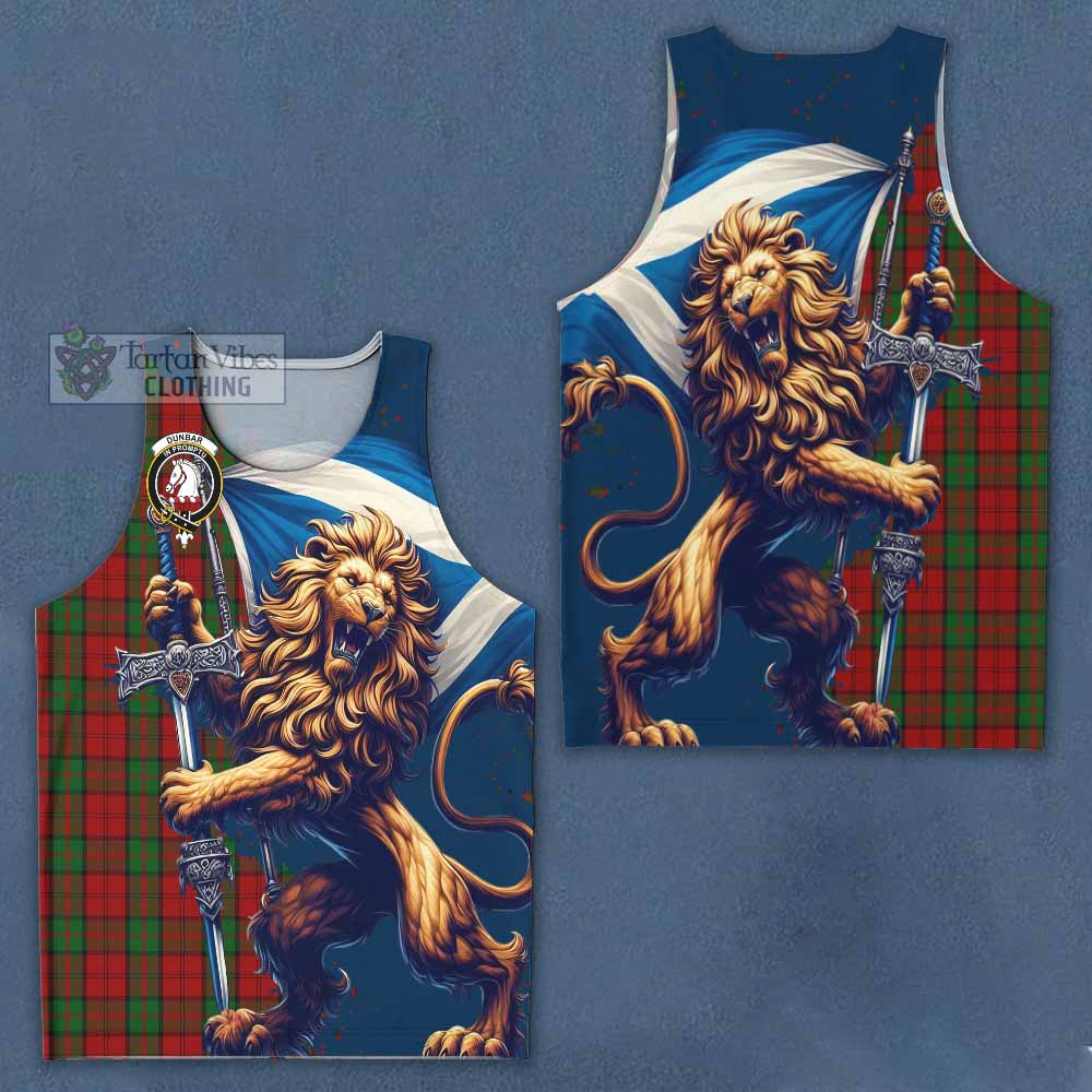 Tartan Vibes Clothing Dunbar Tartan Family Crest Men's Tank Top with Scottish Majestic Lion