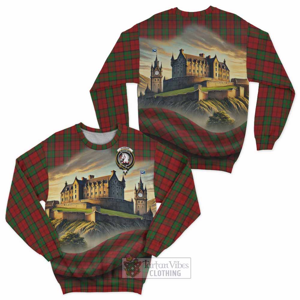 Tartan Vibes Clothing Dunbar Tartan Family Crest Sweatshirt with Scottish Ancient Castle Style