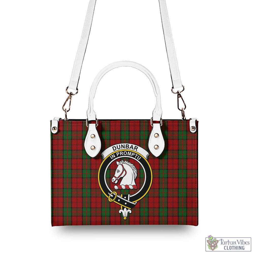 Tartan Vibes Clothing Dunbar Tartan Luxury Leather Handbags with Family Crest
