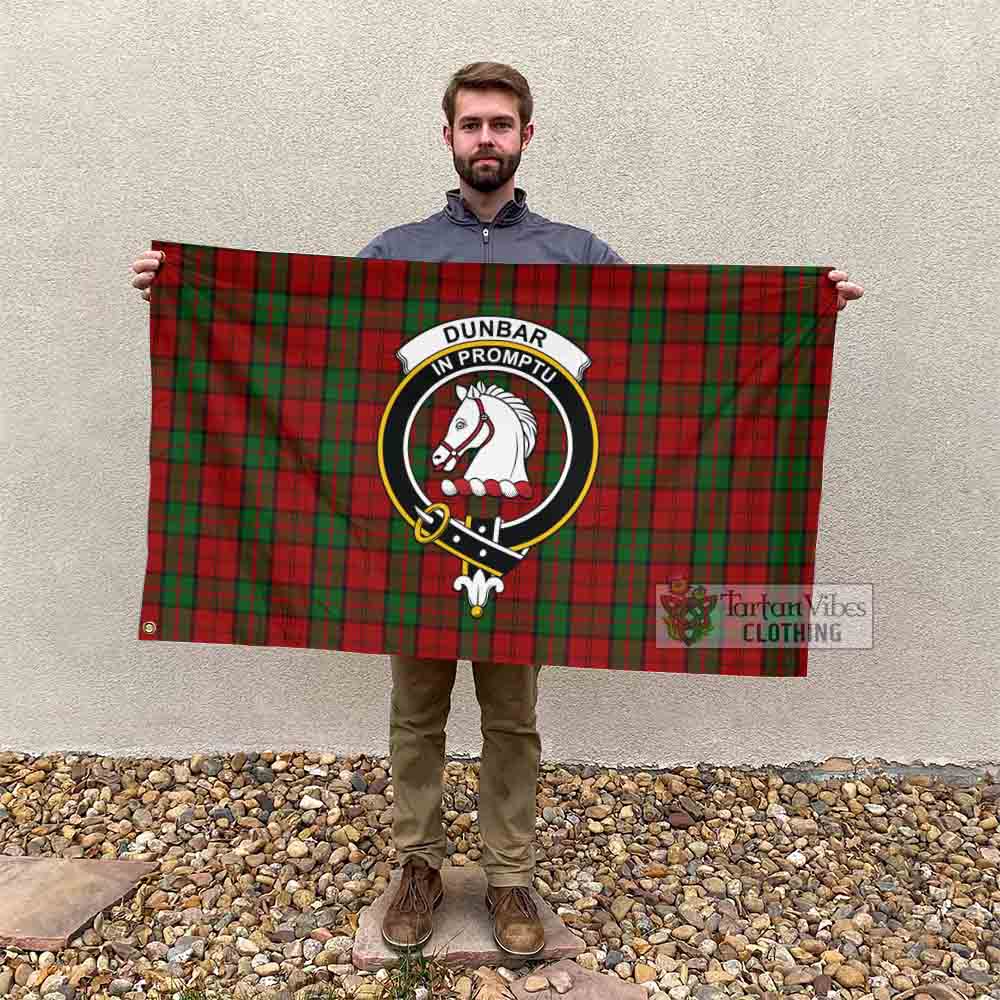 Tartan Vibes Clothing Dunbar Tartan House Flag with Family Crest
