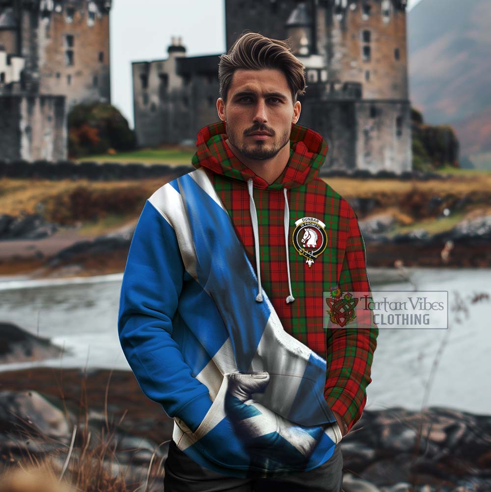 Tartan Vibes Clothing Dunbar Tartan Cotton Hoodie with Family Crest Scotland Patriotic Style