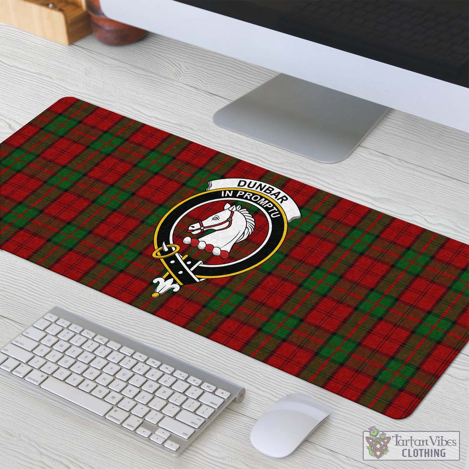 Tartan Vibes Clothing Dunbar Tartan Mouse Pad with Family Crest