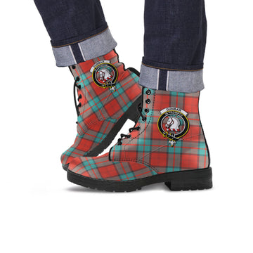 Dunbar Ancient Tartan Leather Boots with Family Crest