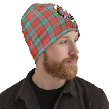 Dunbar Ancient Tartan Beanies Hat with Family Crest