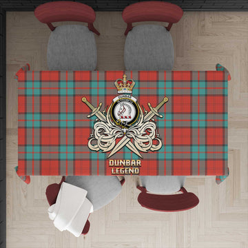 Dunbar Ancient Tartan Tablecloth with Clan Crest and the Golden Sword of Courageous Legacy
