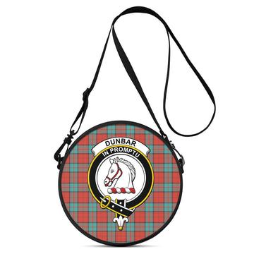 Dunbar Ancient Tartan Round Satchel Bags with Family Crest