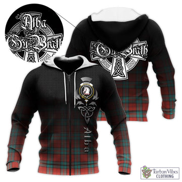 Dunbar Ancient Tartan Knitted Hoodie Featuring Alba Gu Brath Family Crest Celtic Inspired