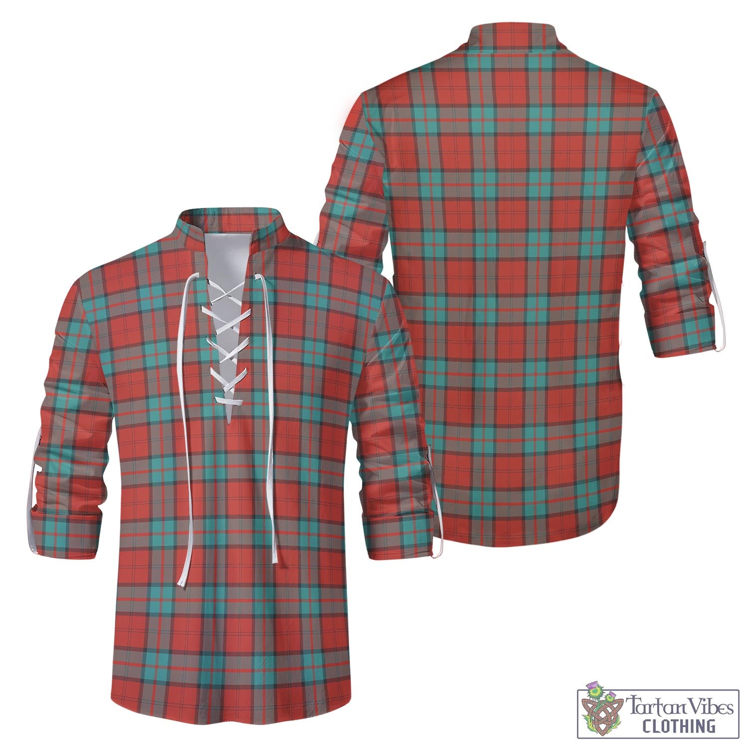Tartan Vibes Clothing Dunbar Ancient Tartan Men's Scottish Traditional Jacobite Ghillie Kilt Shirt