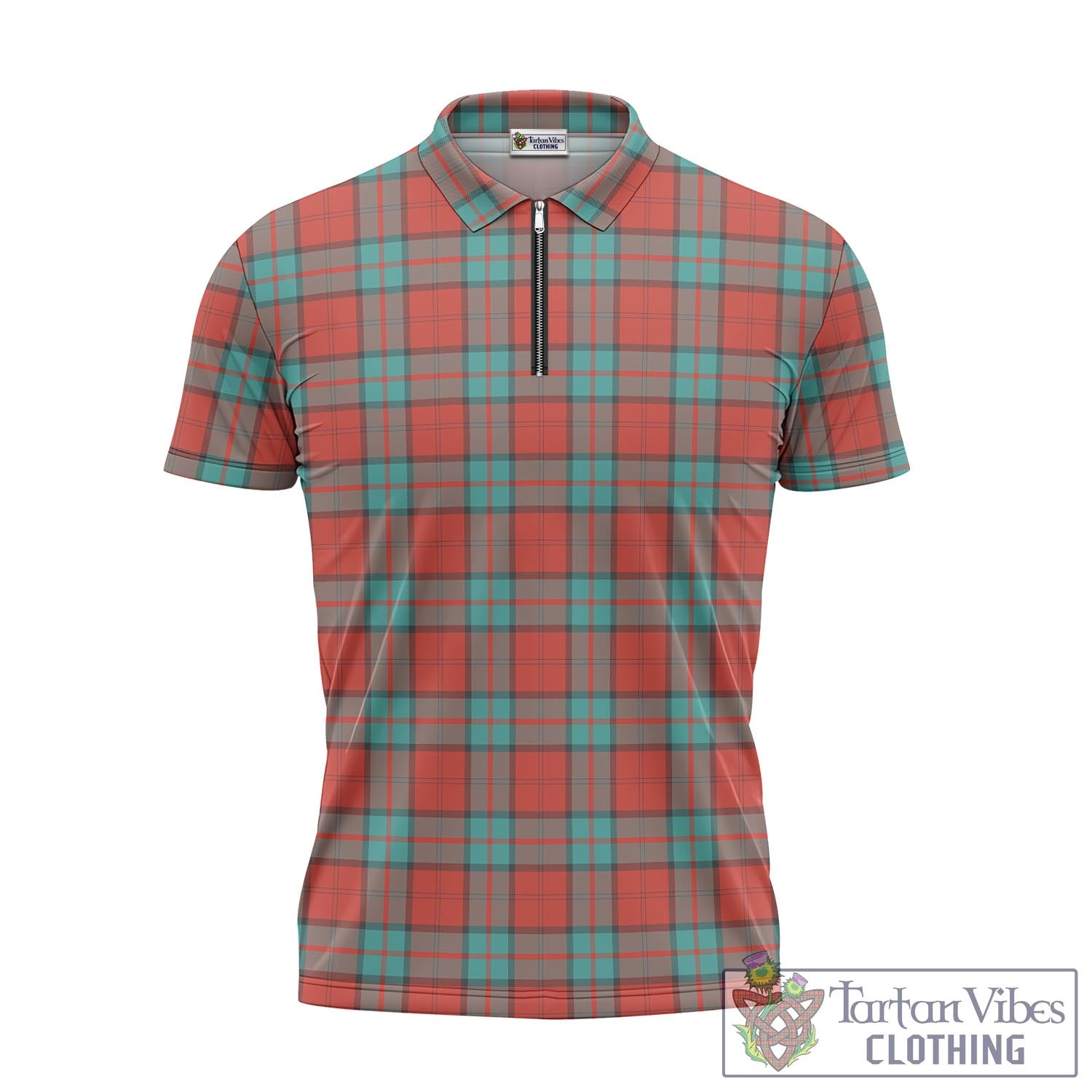 Tartan Vibes Clothing Dunbar Ancient Tartan Zipper Polo Shirt