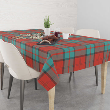 Dunbar Ancient Tartan Tablecloth with Clan Crest and the Golden Sword of Courageous Legacy