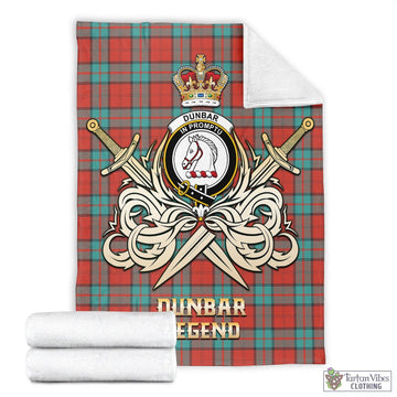Dunbar Ancient Tartan Blanket with Clan Crest and the Golden Sword of Courageous Legacy