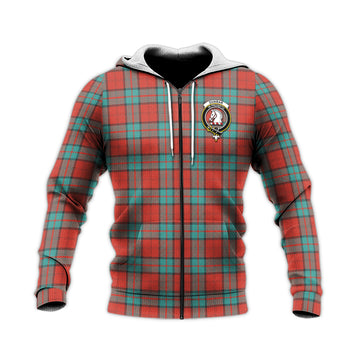 Dunbar Ancient Tartan Knitted Hoodie with Family Crest