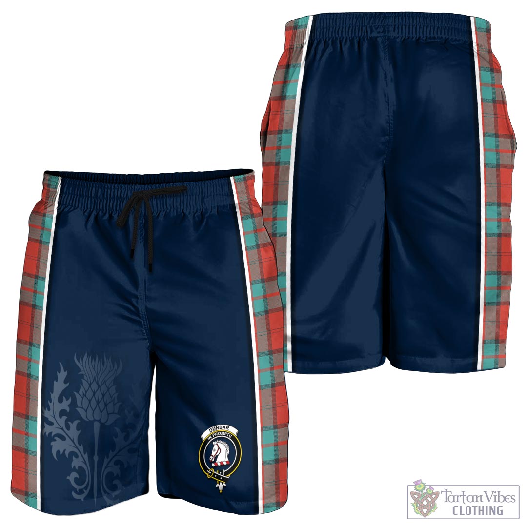 Tartan Vibes Clothing Dunbar Ancient Tartan Men's Shorts with Family Crest and Scottish Thistle Vibes Sport Style
